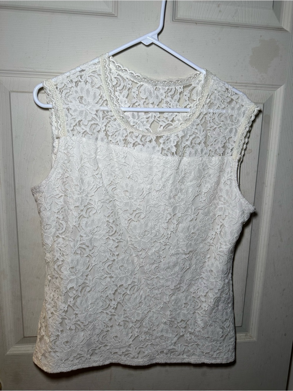 7th Avenue Design Studio Lace Shell Top in Cream